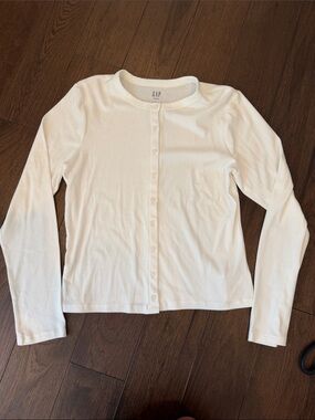 GAP Modern White Long-Sleeve Button-Up Cardigan Size Large NWT - C4-110